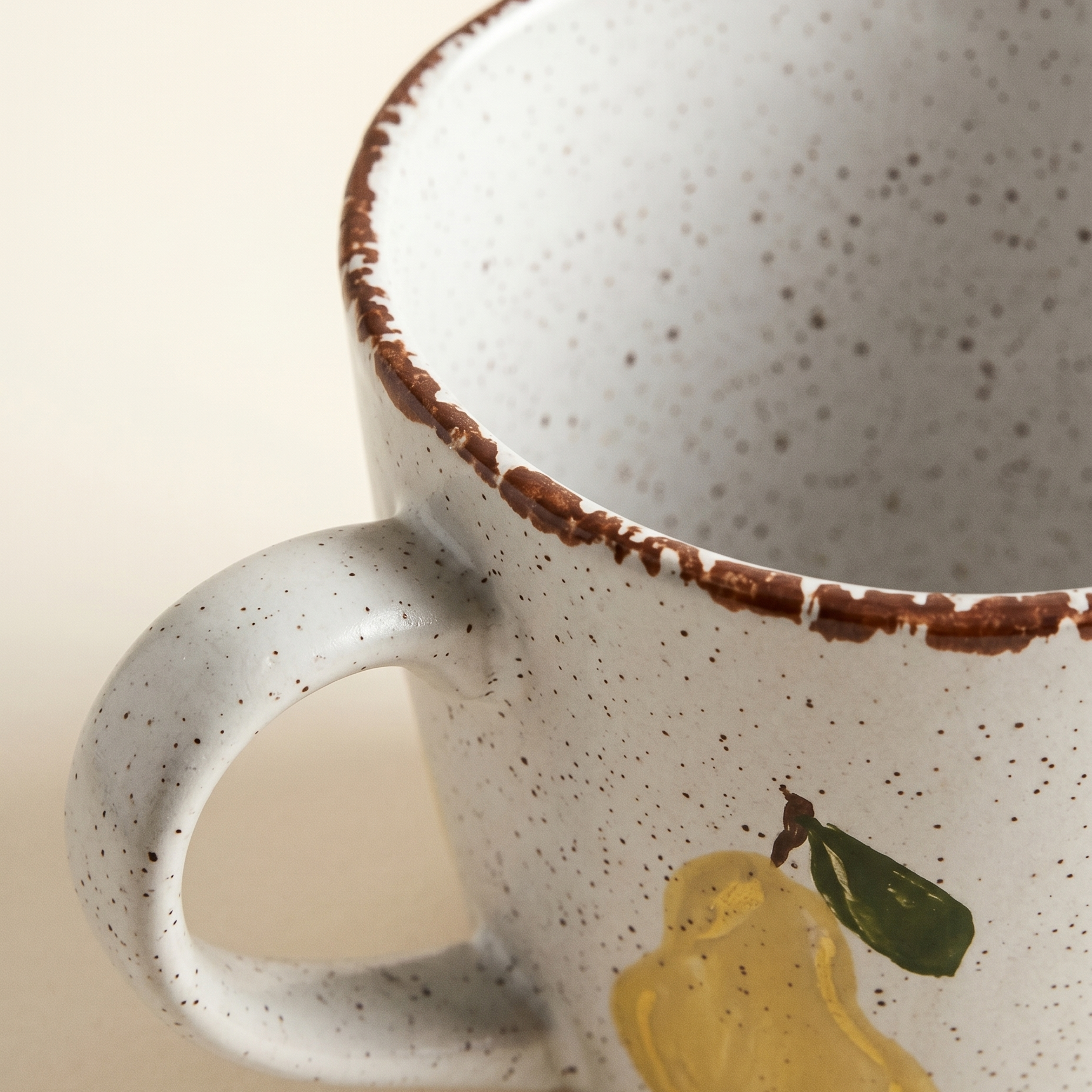 Hand-Painted Pear Ceramic Mug detail - MoriMori Home