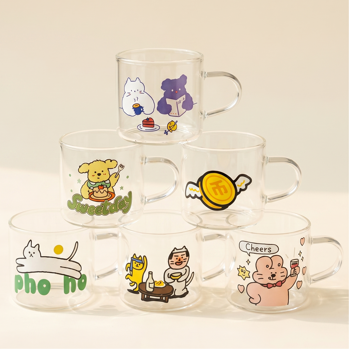 Hand-Painted Ceramic Wine Cup Set · Mixed 6 Piece