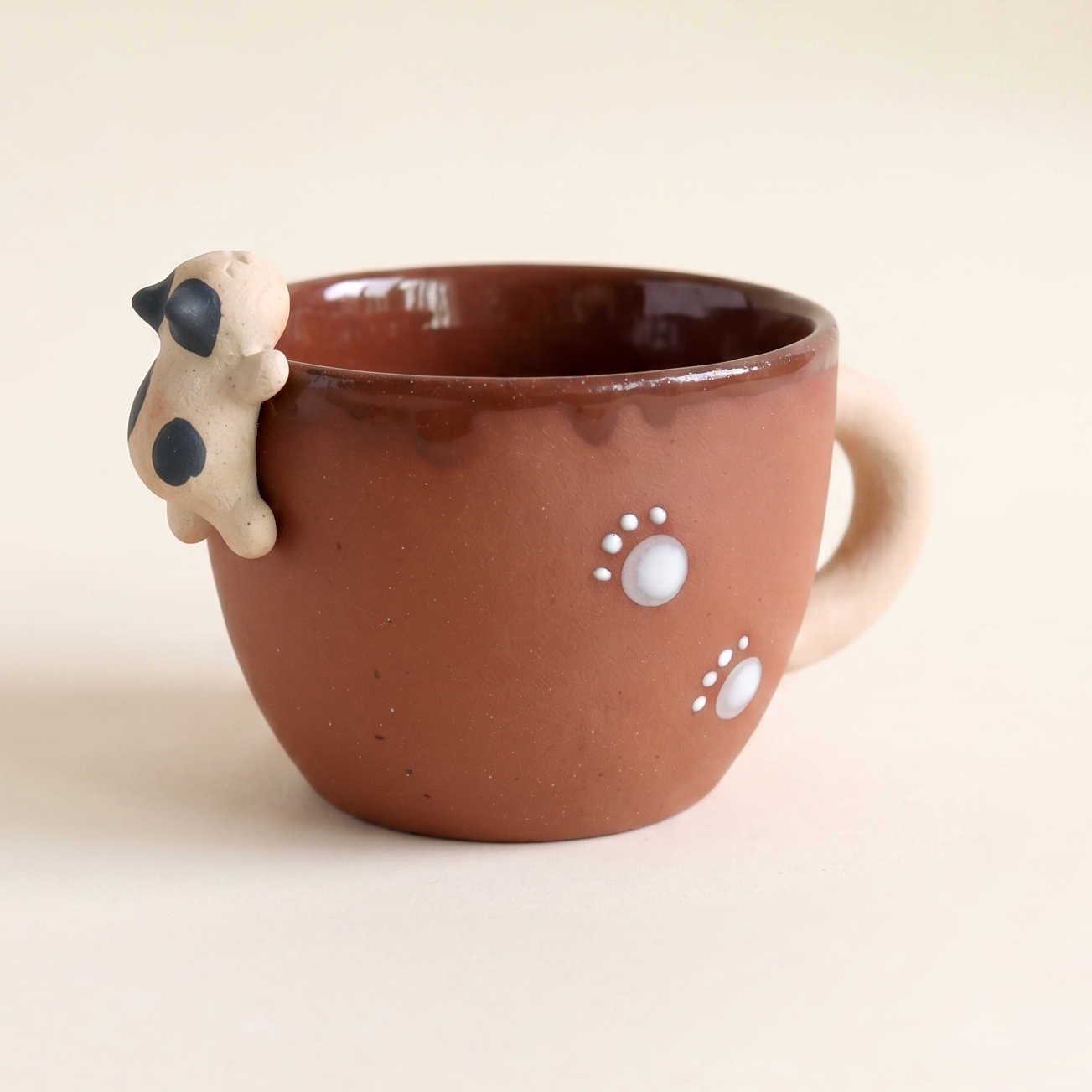 Handmade Cat Coffee Cup matte exterior glossy interior - MoriMori Home