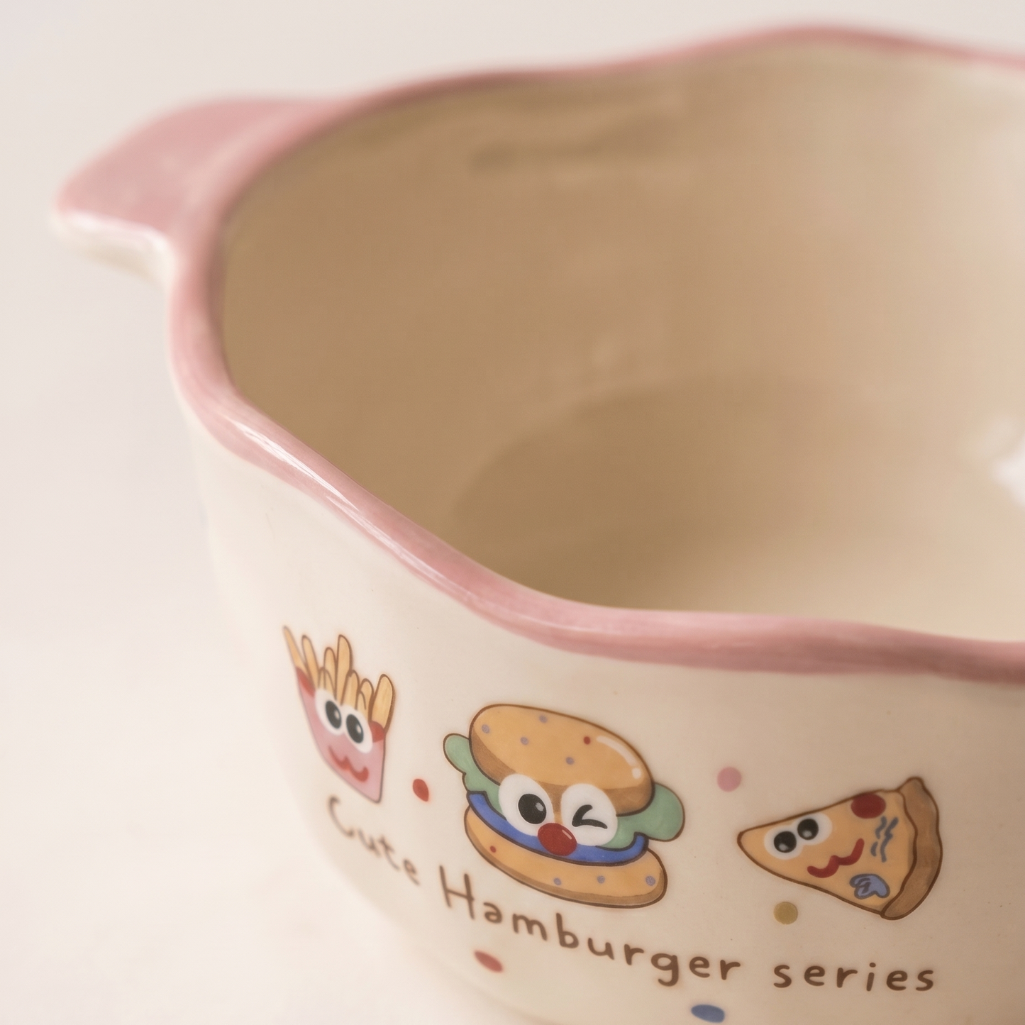 Happy Burger Illustrated Double Ear Bowl top view - MoriMori Home