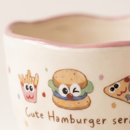 Happy Burger Illustrated Mini Bowl top view - MoriMori Home
