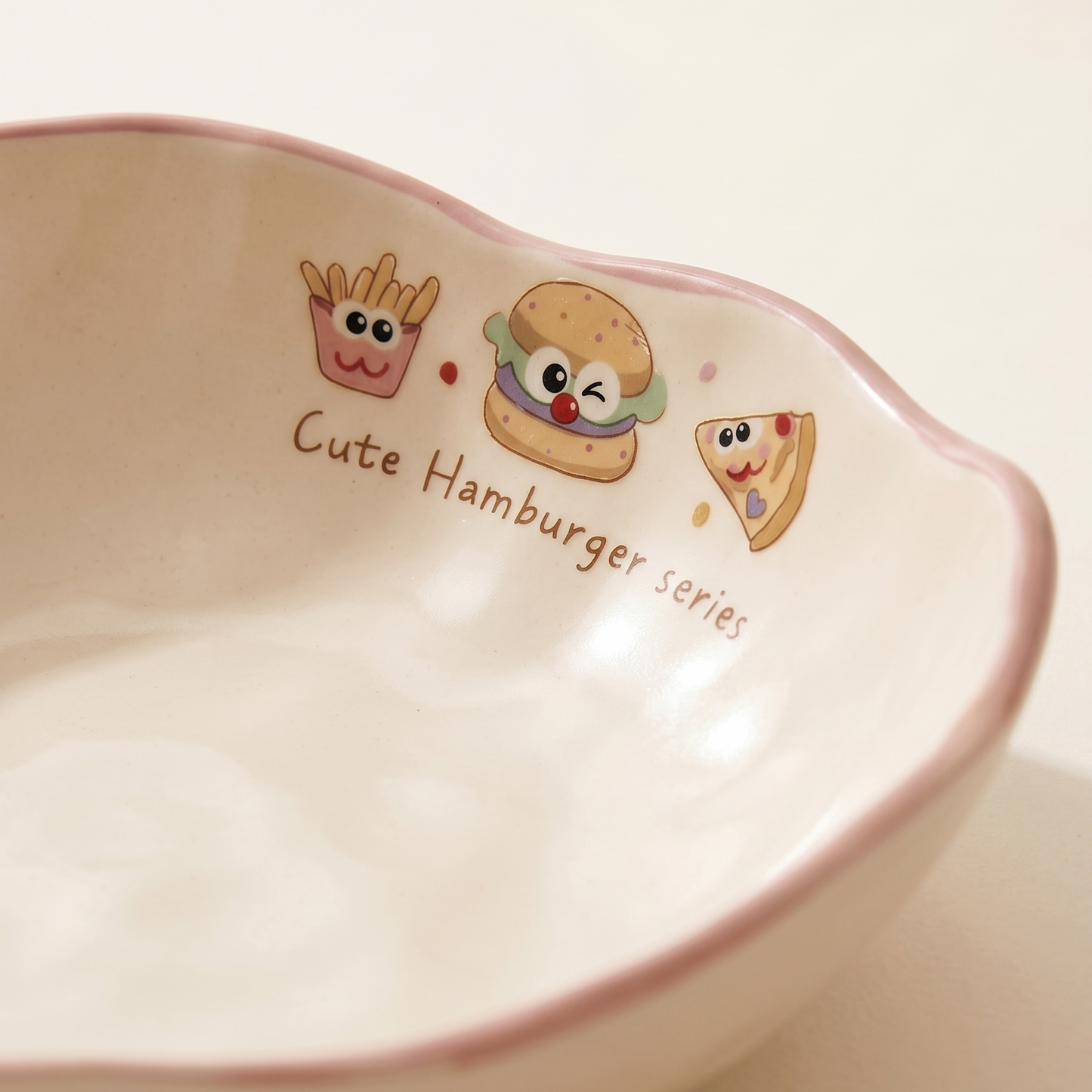 Happy Burger Illustrated Oval Bowl detail - MoriMori Home