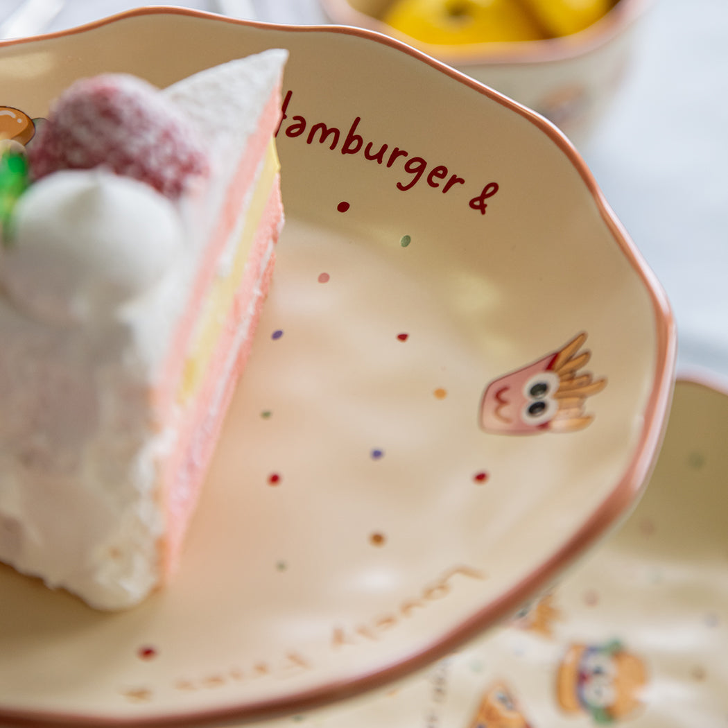 Happy Burger Illustrated Ceramic Rice Plate · 8"