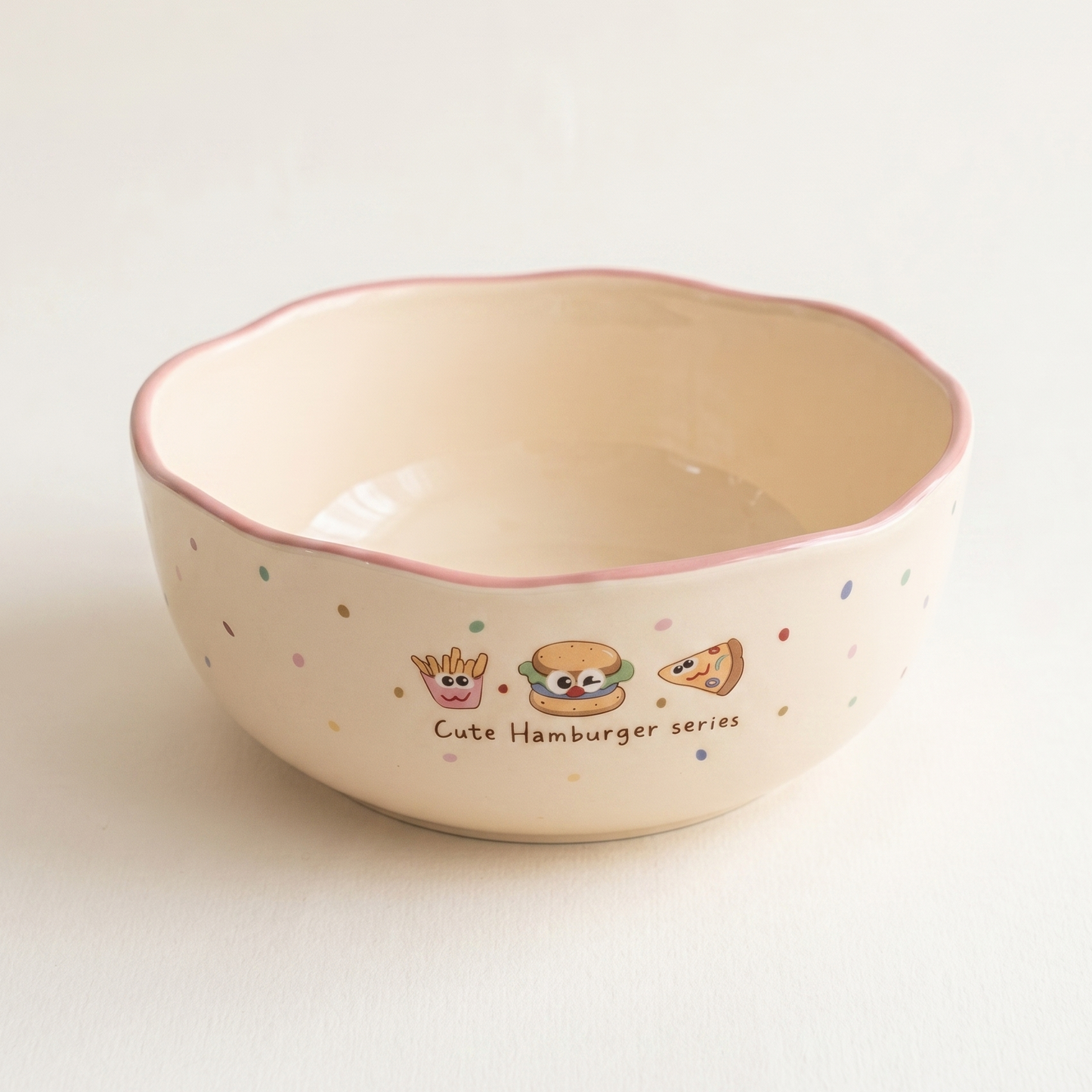 Happy Burger Illustrated Ceramic Soup Bowl 8 inch - MoriMori Home