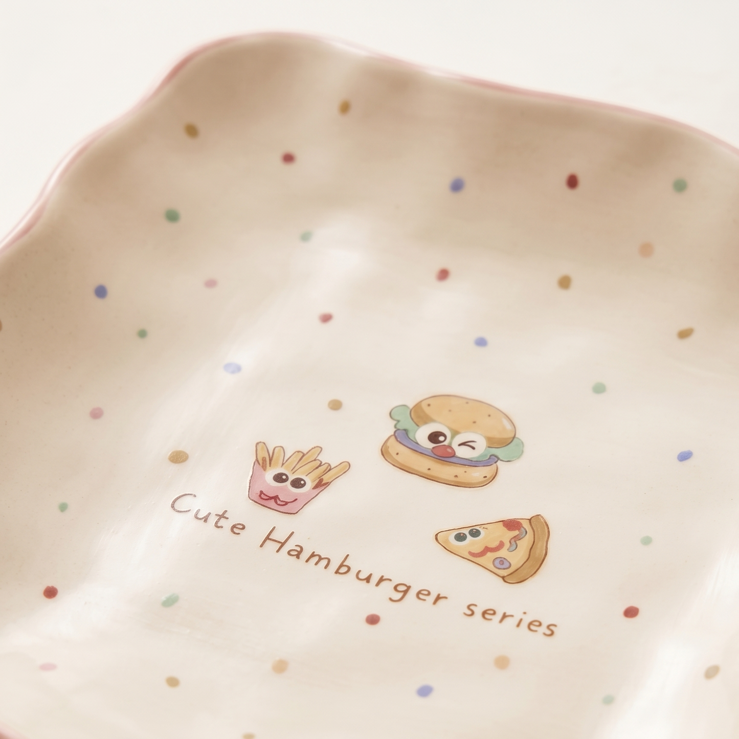 Happy Burger Illustrated Square Plate top view - MoriMori Home