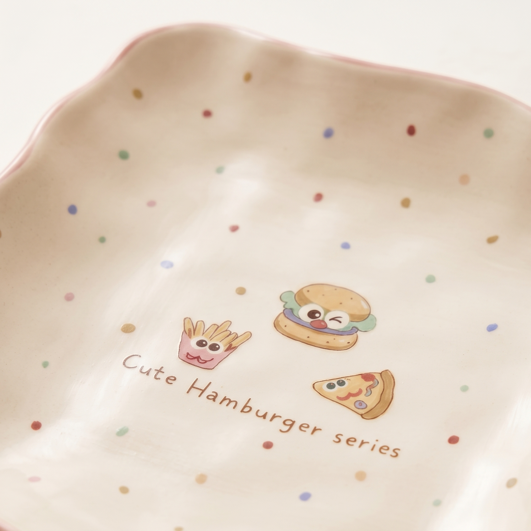 Happy Burger Illustrated Square Plate top view - MoriMori Home