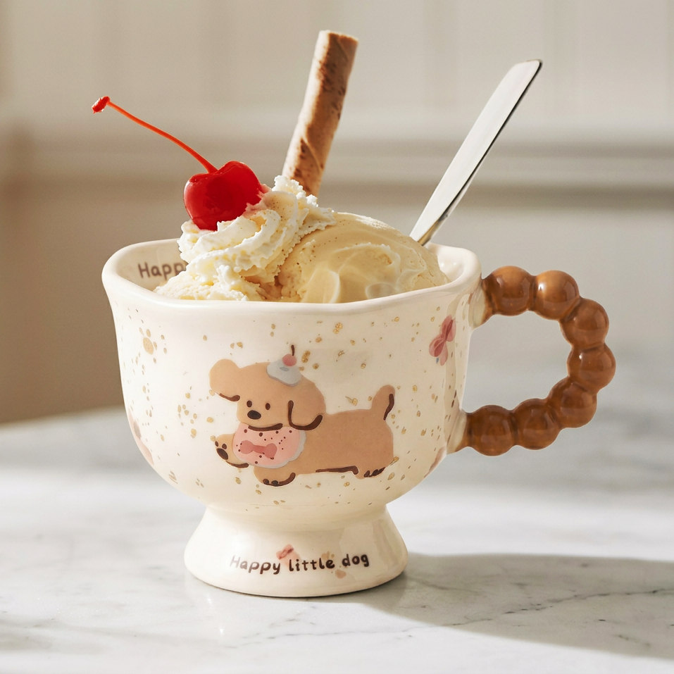 Happy Puppy Ceramic Mug detail - MoriMori Home
