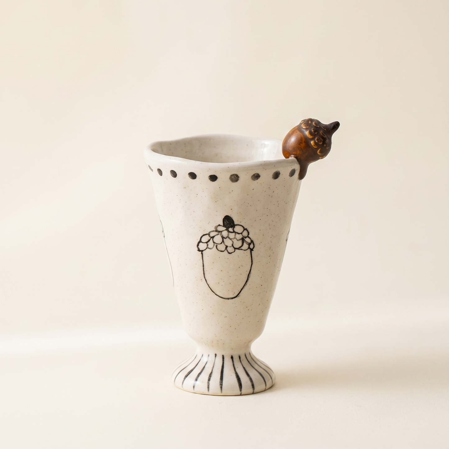 Illustrated Fruit Pedestal Ceramic Cup · 6.8 oz