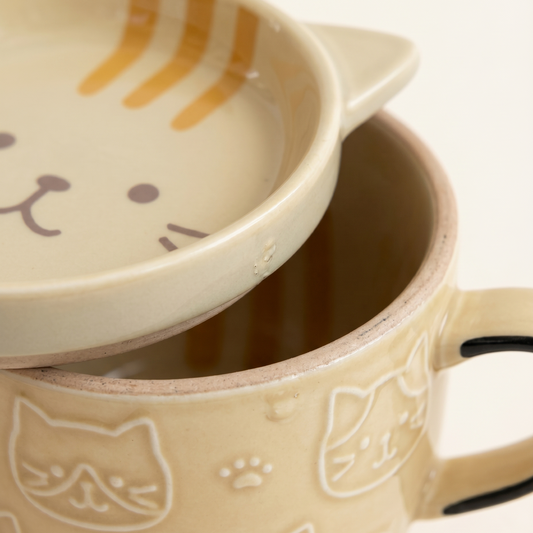 Japanese Cartoon Cat Ceramic Mug lifestyle - MoriMori Home