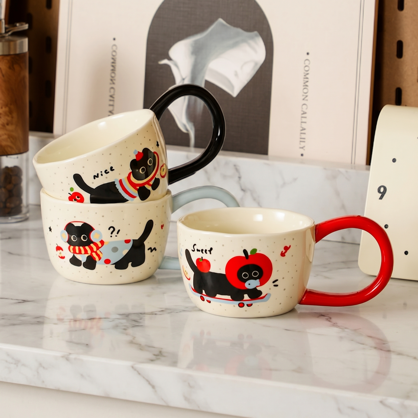 Kitten Ceramic Mug Black Wool variant - MoriMori Home