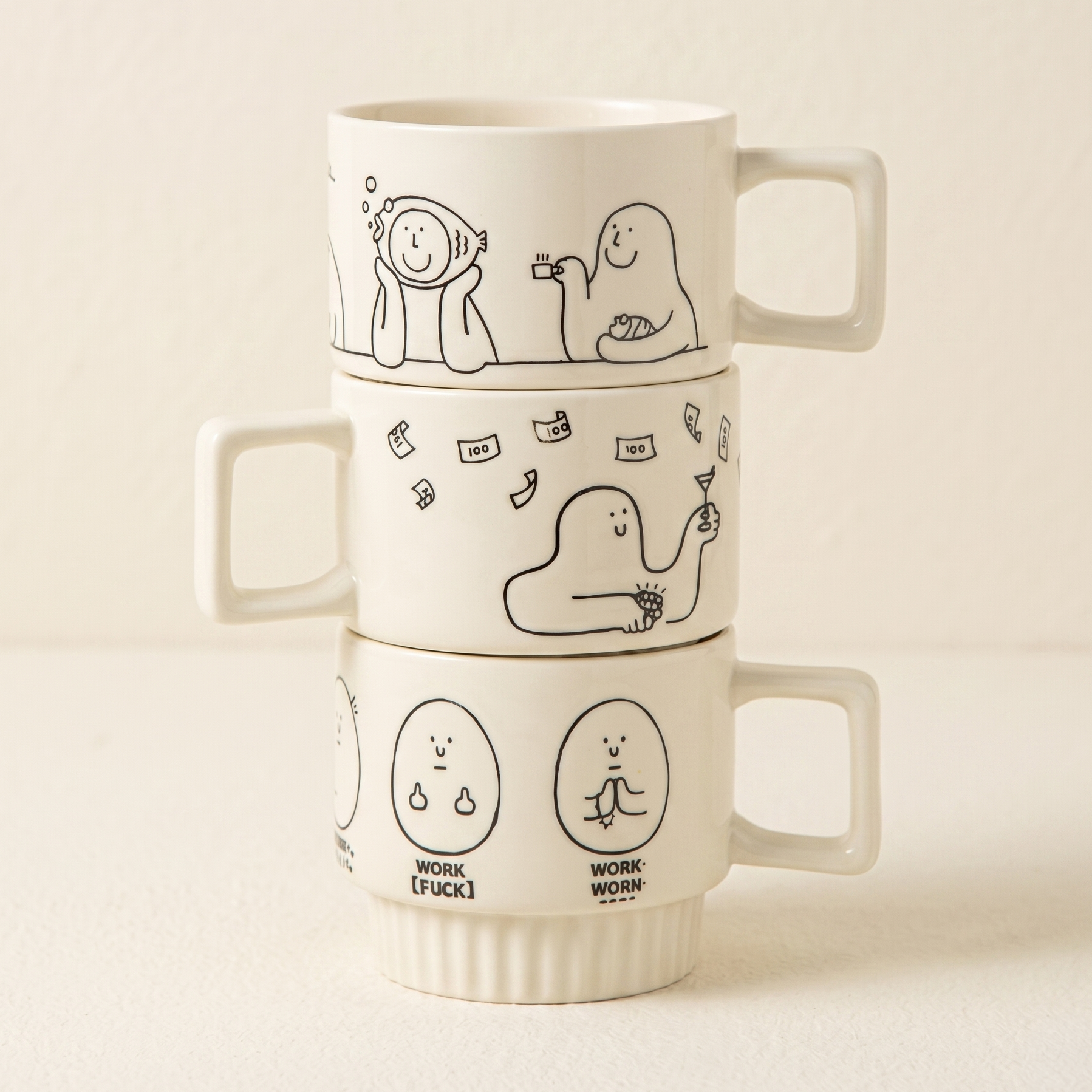 Korean Style Ceramic Mug 11.8 oz Fishing Not Working A Lot of Money - MoriMori Home