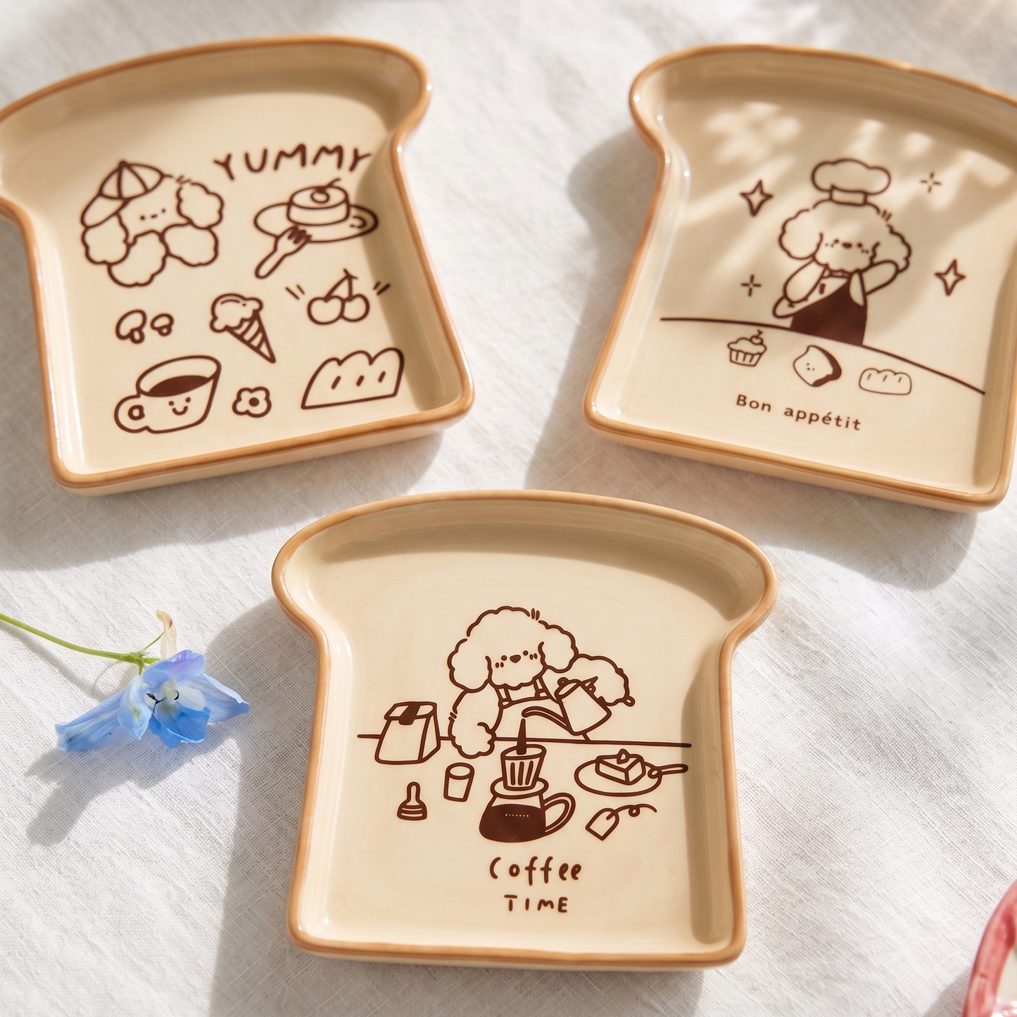 Korean Toast Puppy Breakfast Plate styled - MoriMori Home