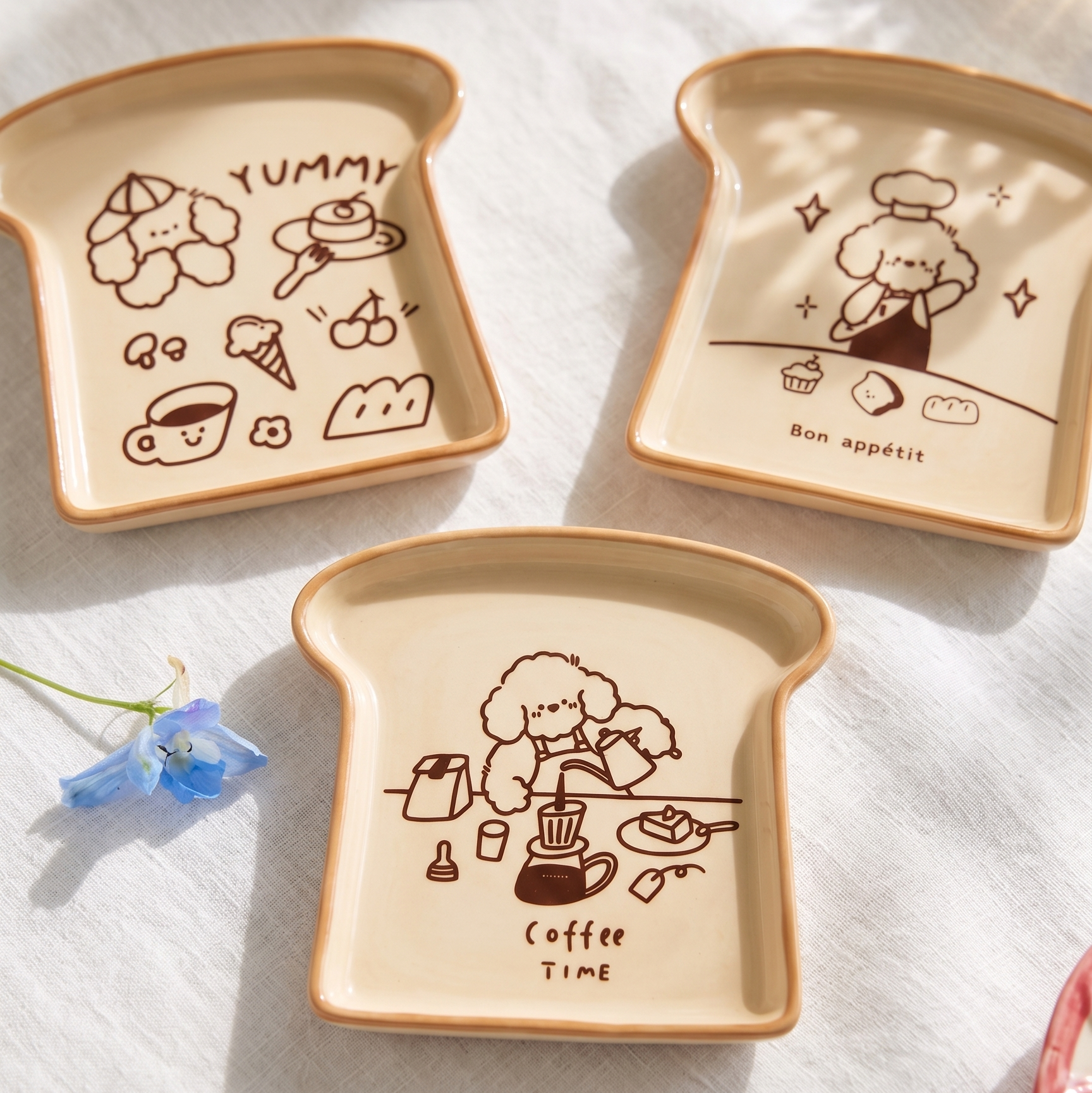 Korean Toast Puppy Breakfast Plate styled - MoriMori Home