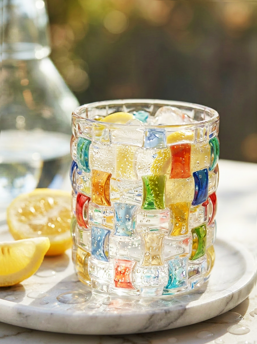 Rattan Hand-Painted Whiskey Glass
