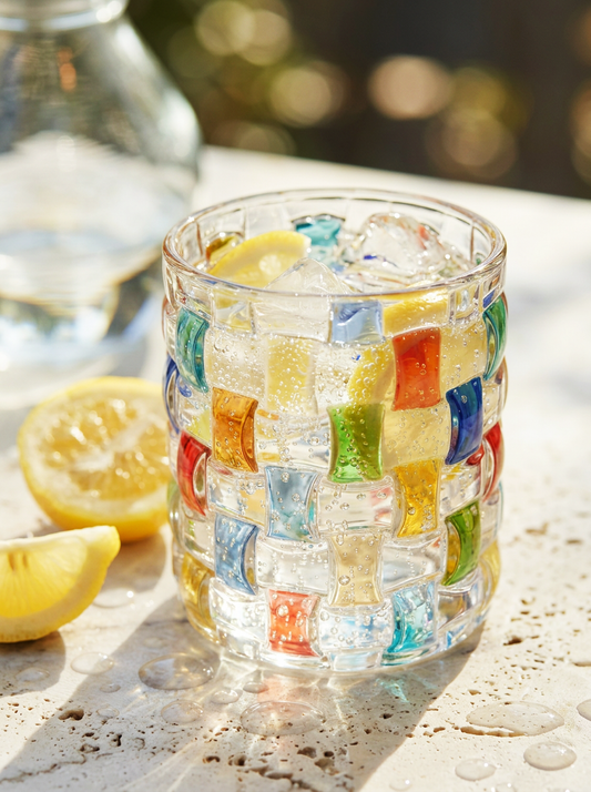 Rattan Hand-Painted Whiskey Glass