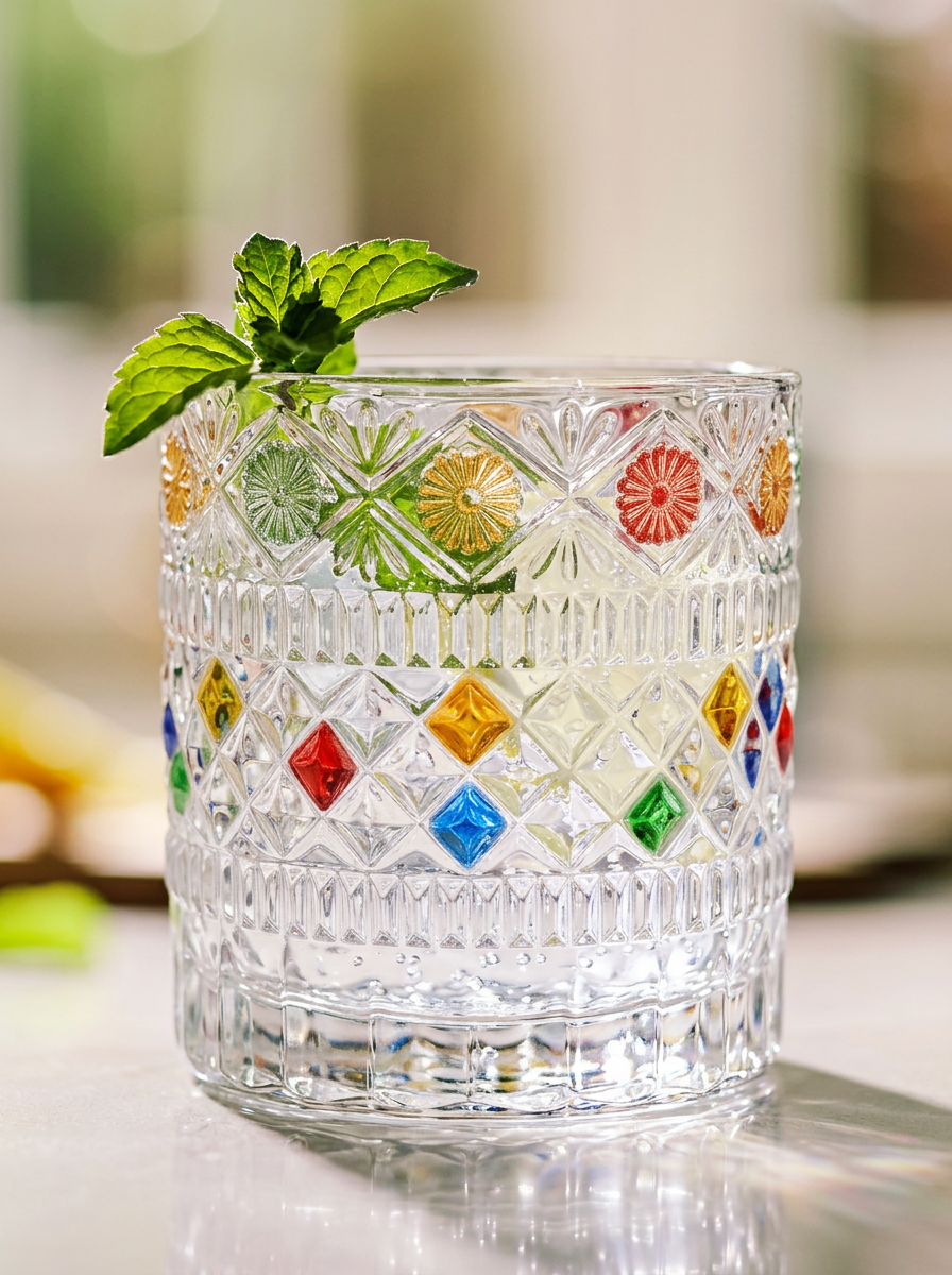 Star Diamond Hand-Painted Whiskey Glass