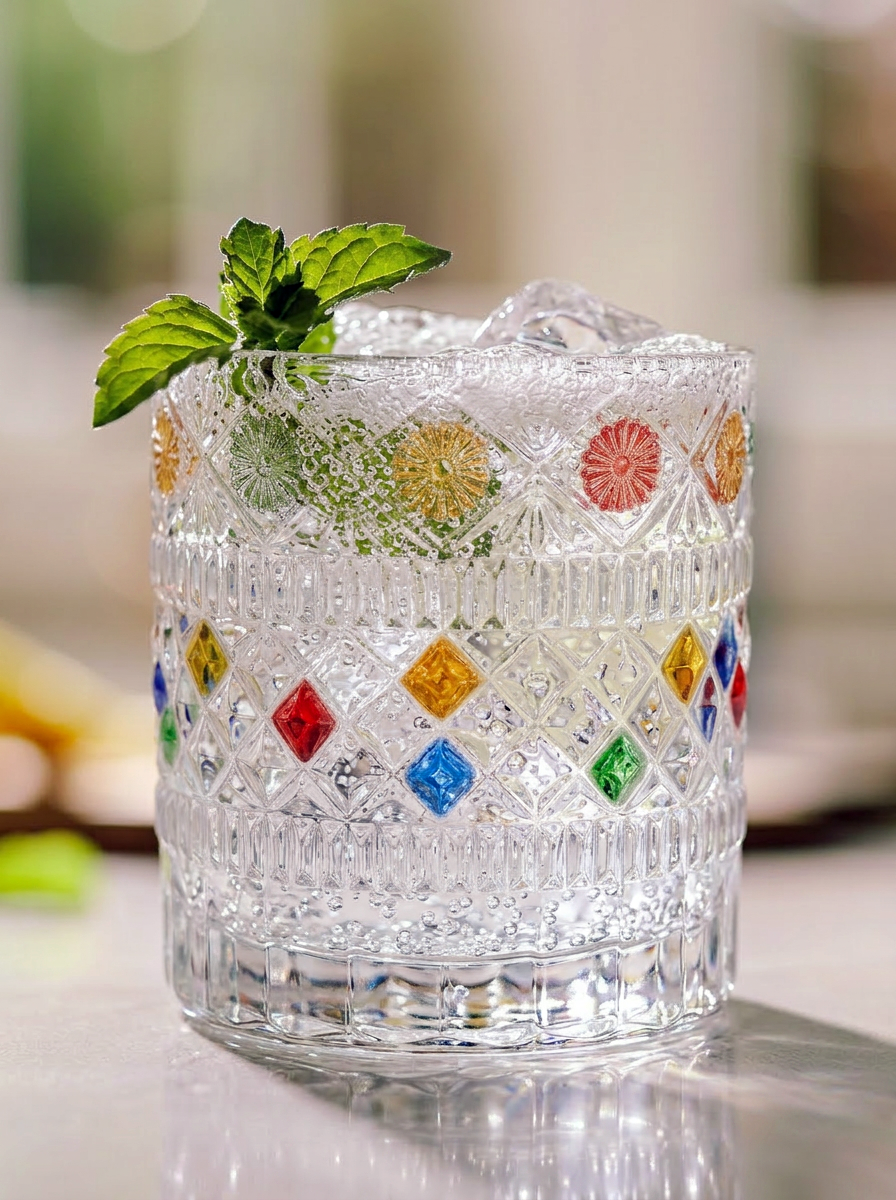 Star Diamond Hand-Painted Whiskey Glass