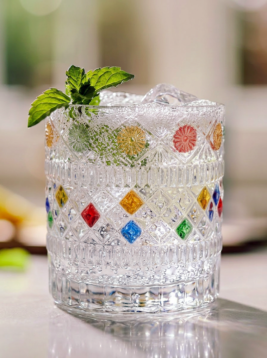 Star Diamond Hand-Painted Whiskey Glass