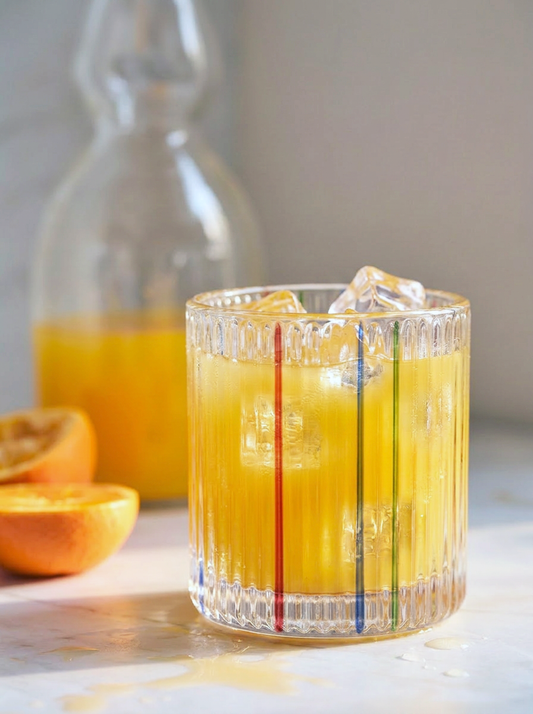 Striped Hand-Painted Whiskey Glass