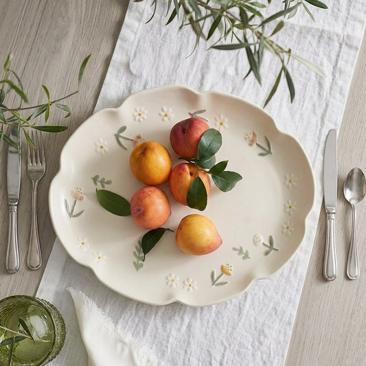 Daisy Ceramic Oval Serving Plate · 12.25"
