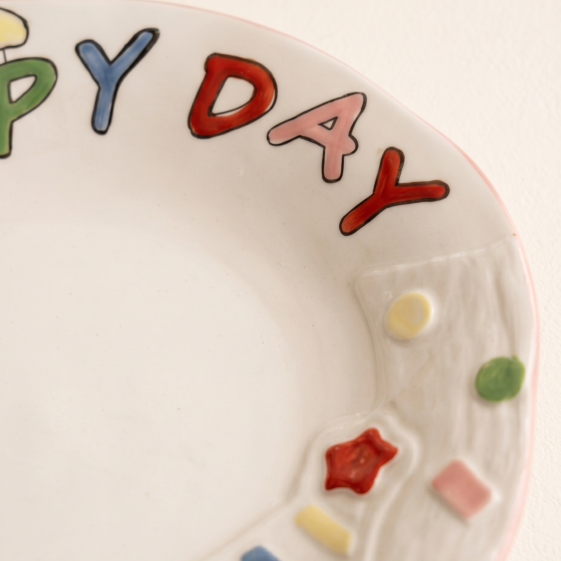 Long Live Happiness Ceramic Plate detail - MoriMori Home