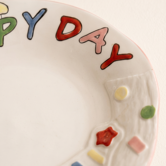 Long Live Happiness Ceramic Plate detail - MoriMori Home
