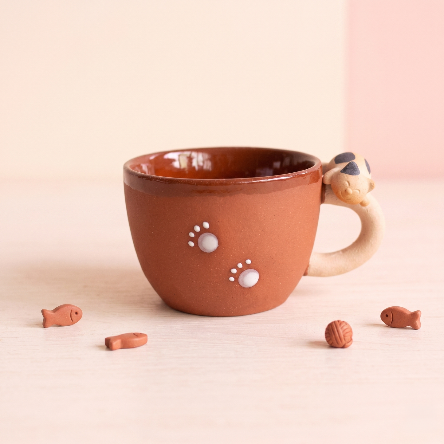 Handmade Cat Coffee Cup · 6 oz