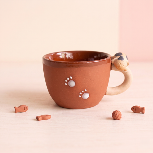 Handmade Cat Coffee Cup · 6 oz