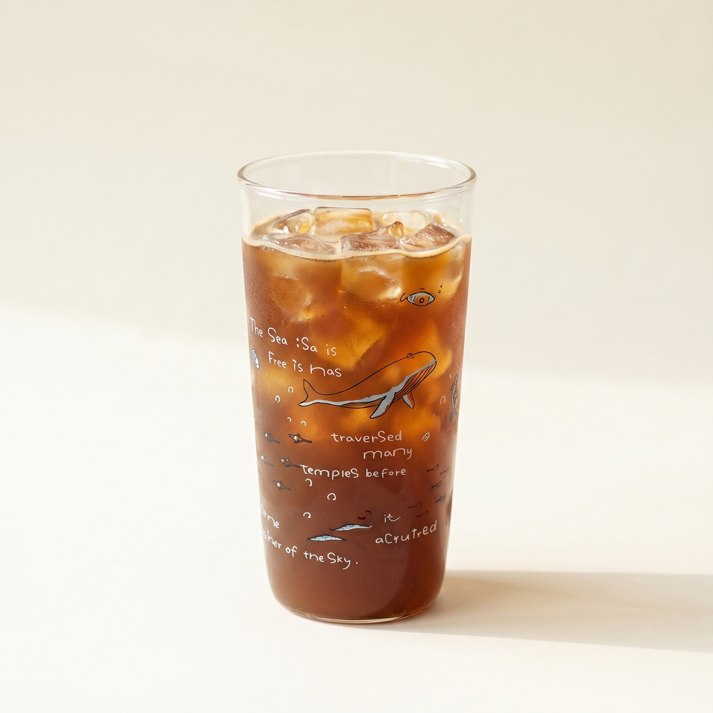 Marine Life Whale Glass Cup 13.5oz