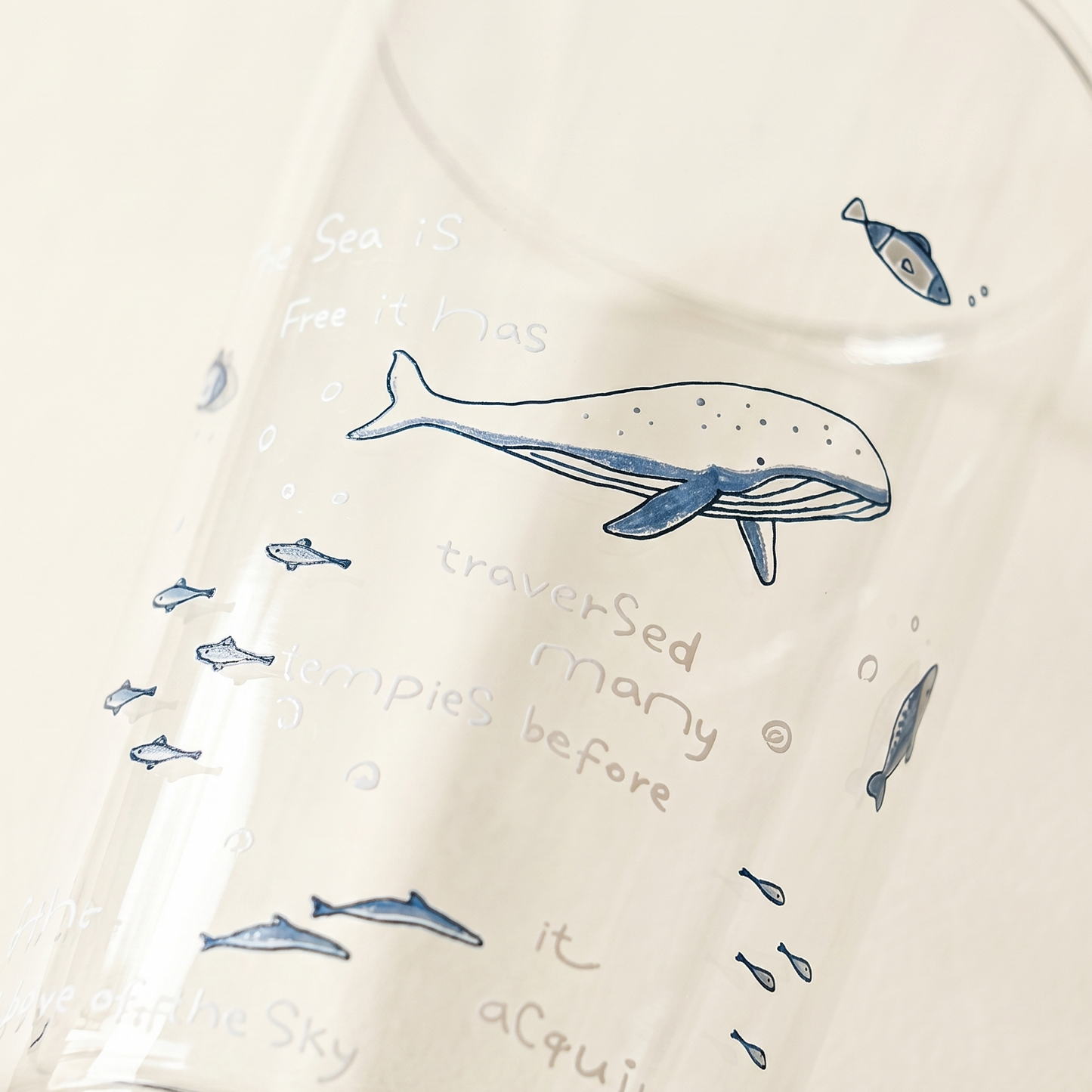 Marine Life Whale Glass Cup detail - MoriMori Home