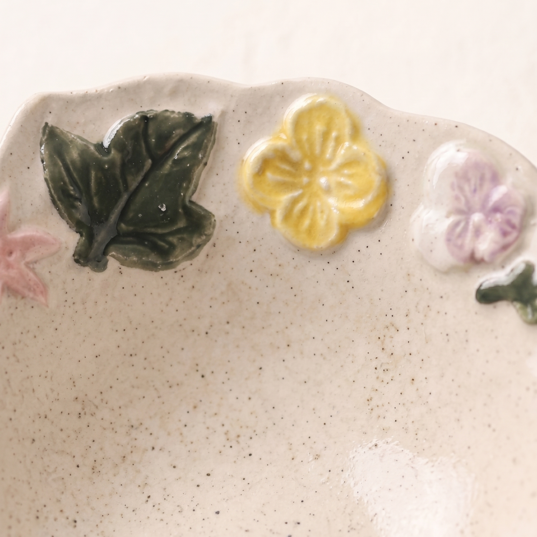 Meadow Bloom Hand-Painted Ceramic Bowl 6.5 inch top view - MoriMori Home