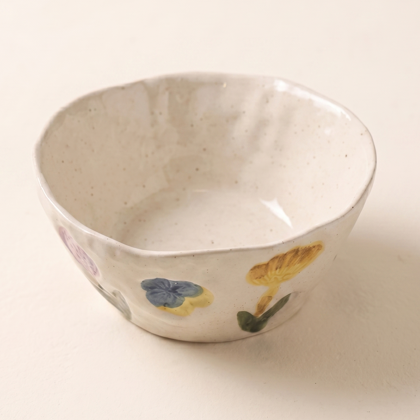 Meadow Bloom Hand-Painted Ceramic Bowl 5.3 inch styled - MoriMori Home