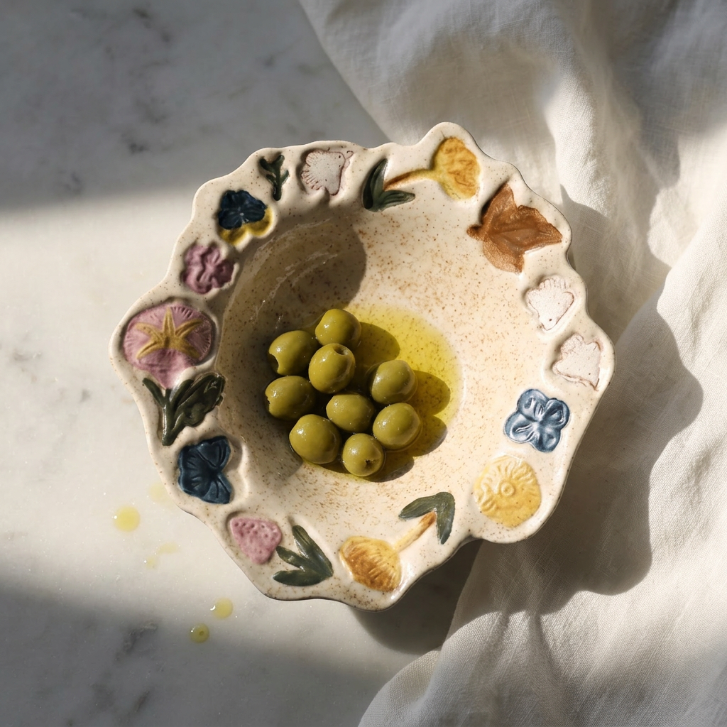 Meadow Bloom Hand-Painted Ceramic Plate detail - MoriMori Home