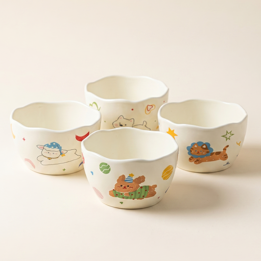 Mix and Match Ceramic Bowl Set 4.5 inch Set of 4 - MoriMori Home