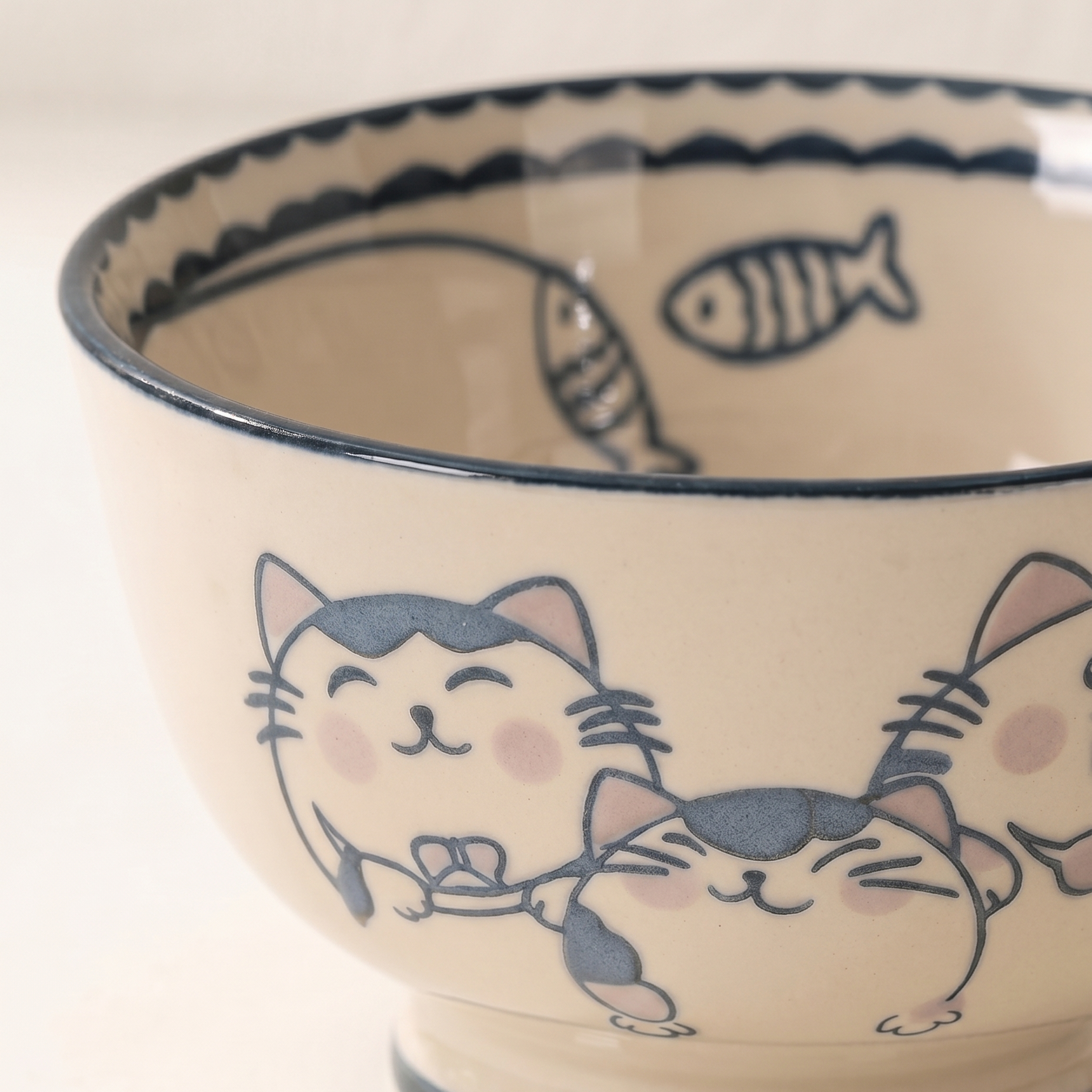 Neko Cat Ceramic Noodle Bowl styled - MoriMori Home