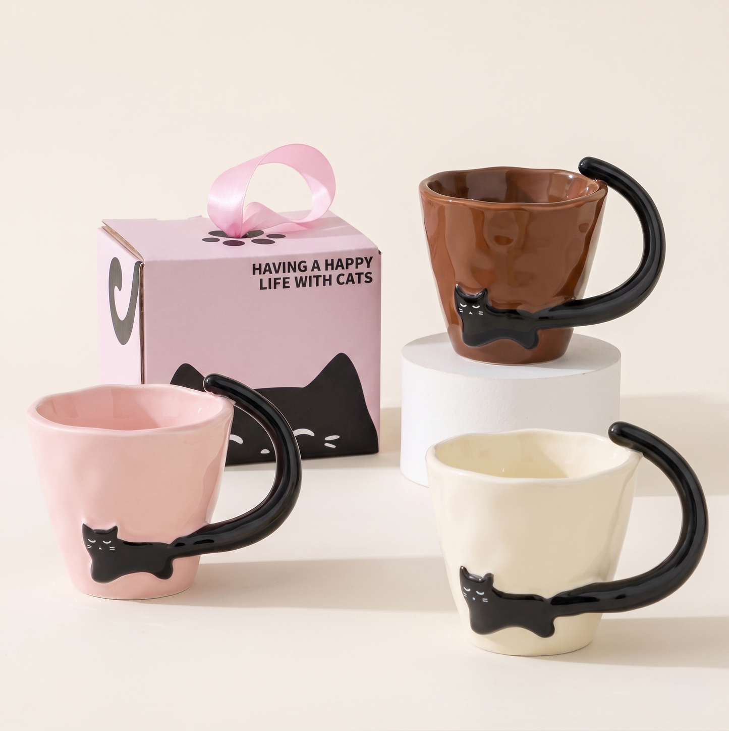 Noir Cat Embossed Ceramic Mug · 10 oz