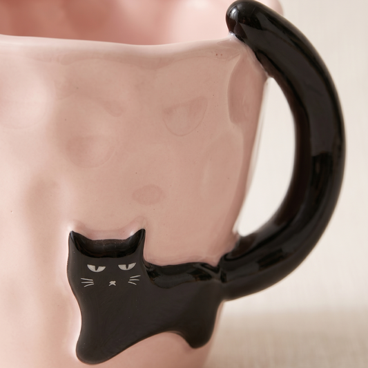 Noir Cat Embossed Ceramic Mug gift box - MoriMori Home