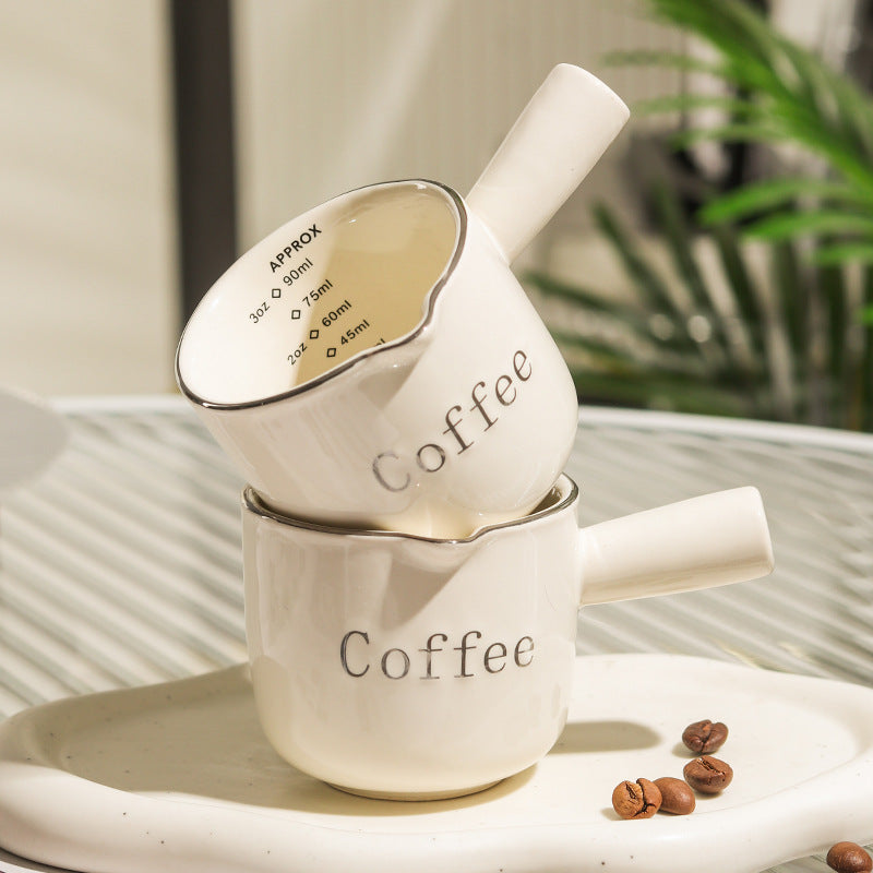 Cafe Cream Ceramic Milk Cup styled - MoriMori Home