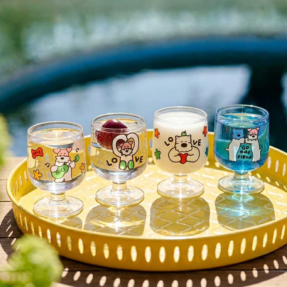 Party Puppy Glass Sake Cup Set