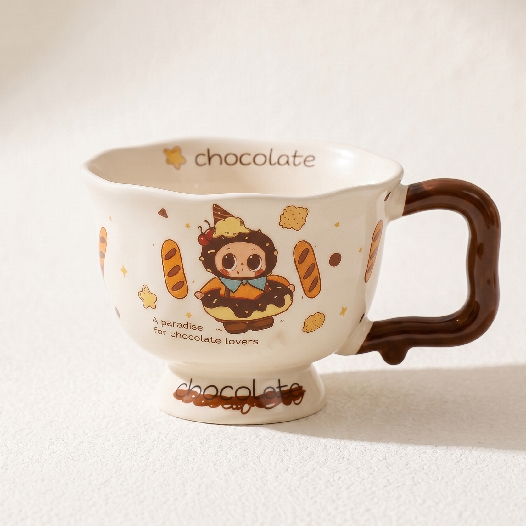 Pipo Chocolate Ceramic Goblet Mug front view - MoriMori Home