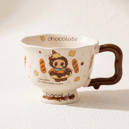 Pipo Chocolate Ceramic Goblet Mug front view - MoriMori Home