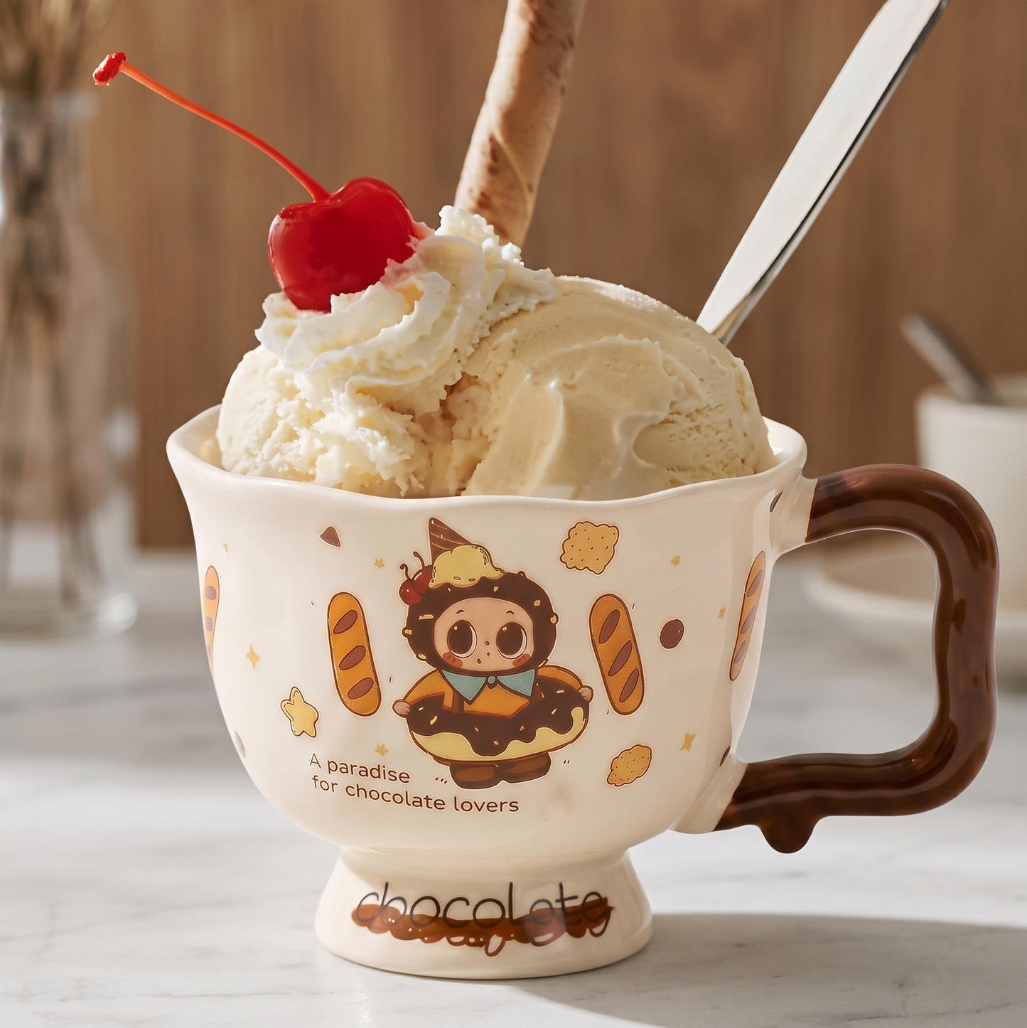 Pipo Chocolate Ceramic Goblet Mug side view - MoriMori Home