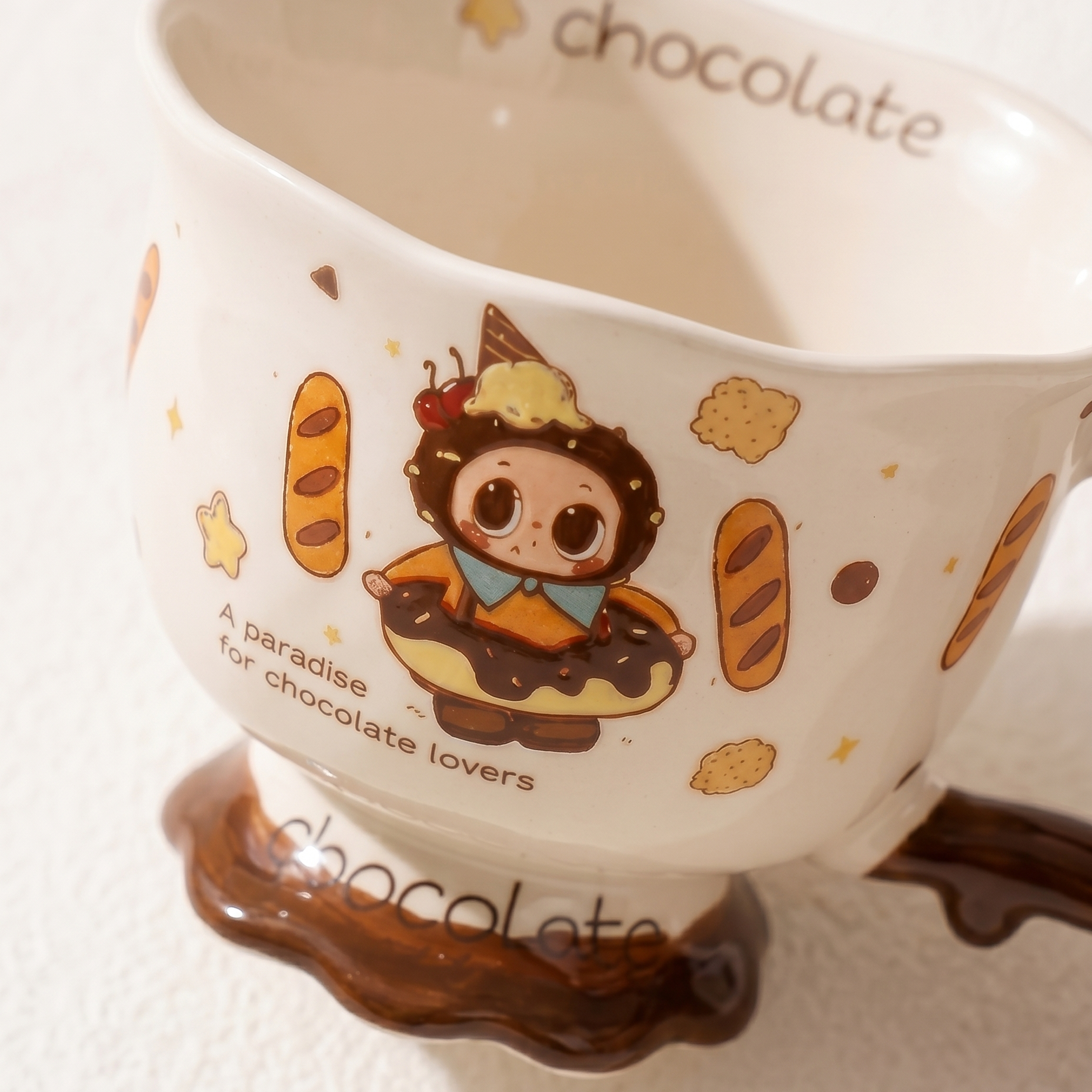 Pipo Chocolate Ceramic Goblet Mug angled view - MoriMori Home