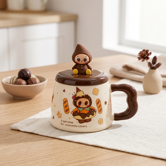 Pipo Chocolate Ceramic Cup with Lid · Brown