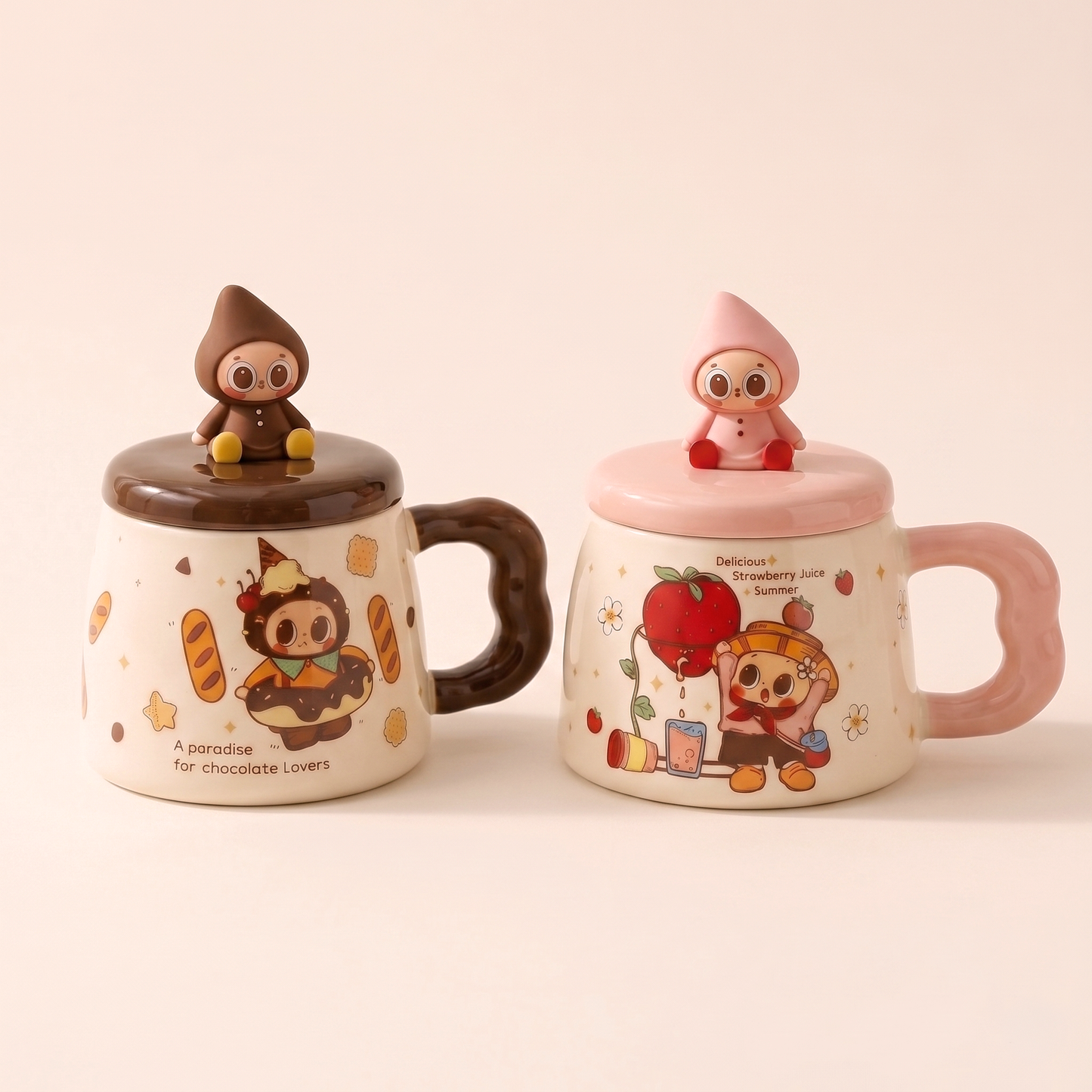Pipo Strawberry Ceramic Cup with Lid · 13.5oz