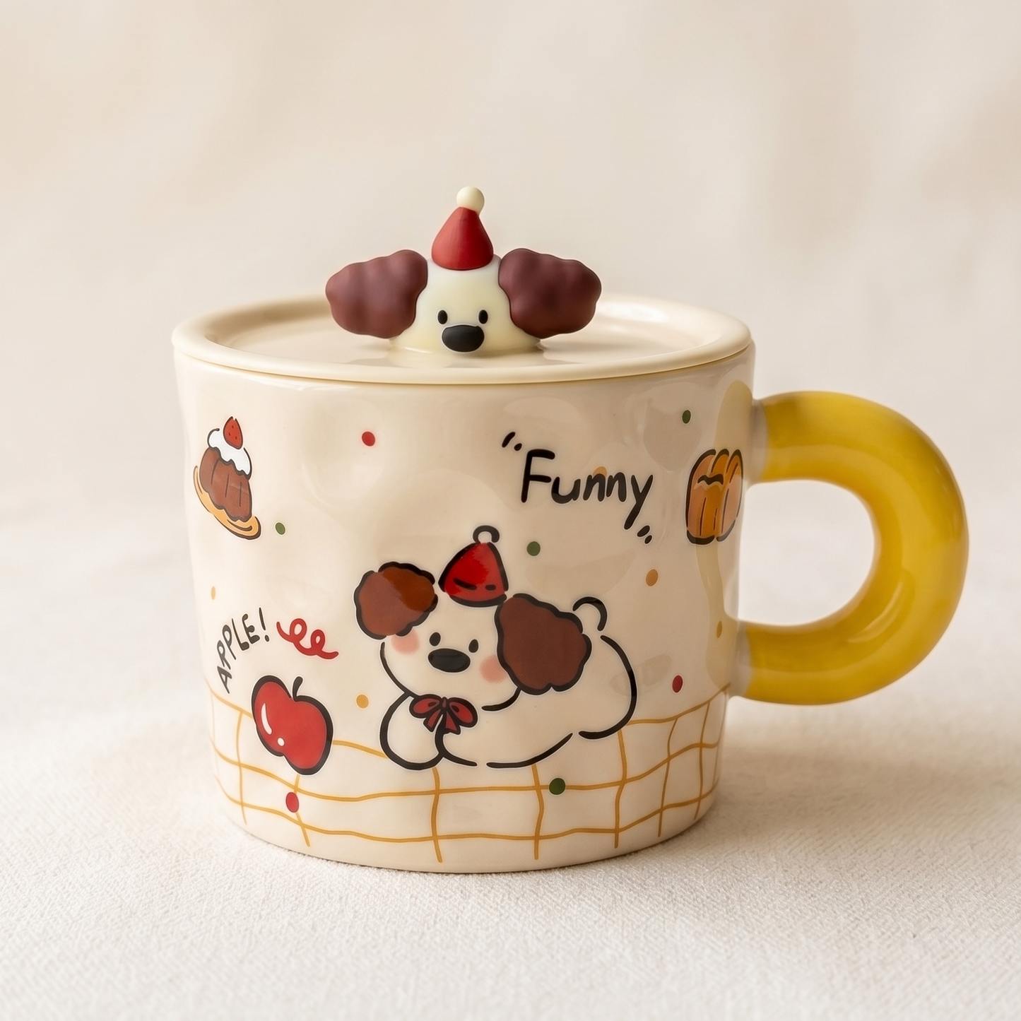 Puppy Party Ceramic Mug angled view - MoriMori Home