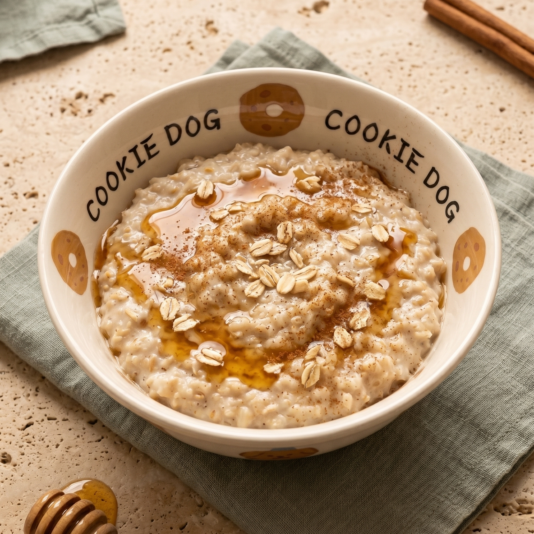 Puppy Ramen Ceramic Bowl top view - MoriMori Home