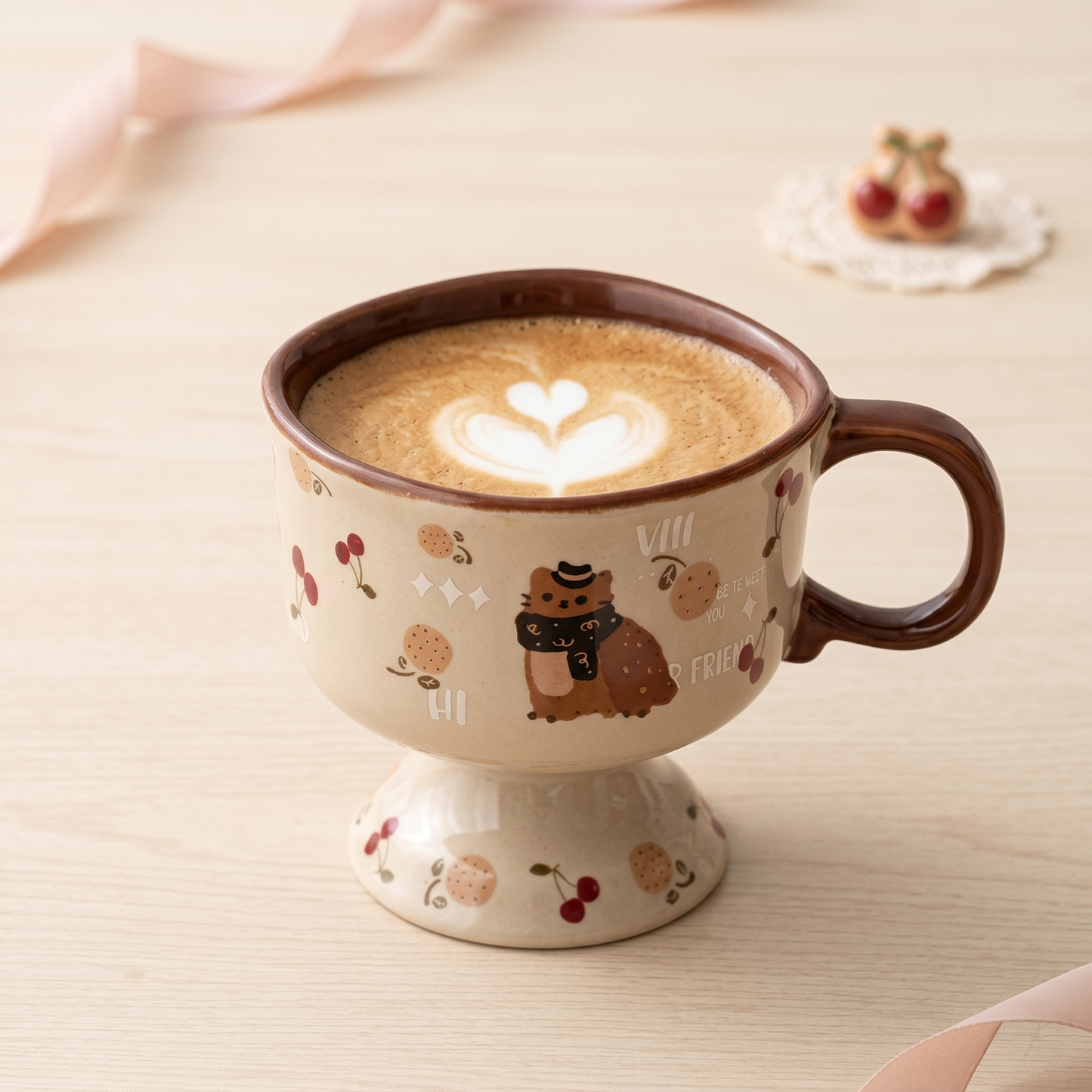 Cat Café Pedestal Ceramic Mug · 8.5 oz