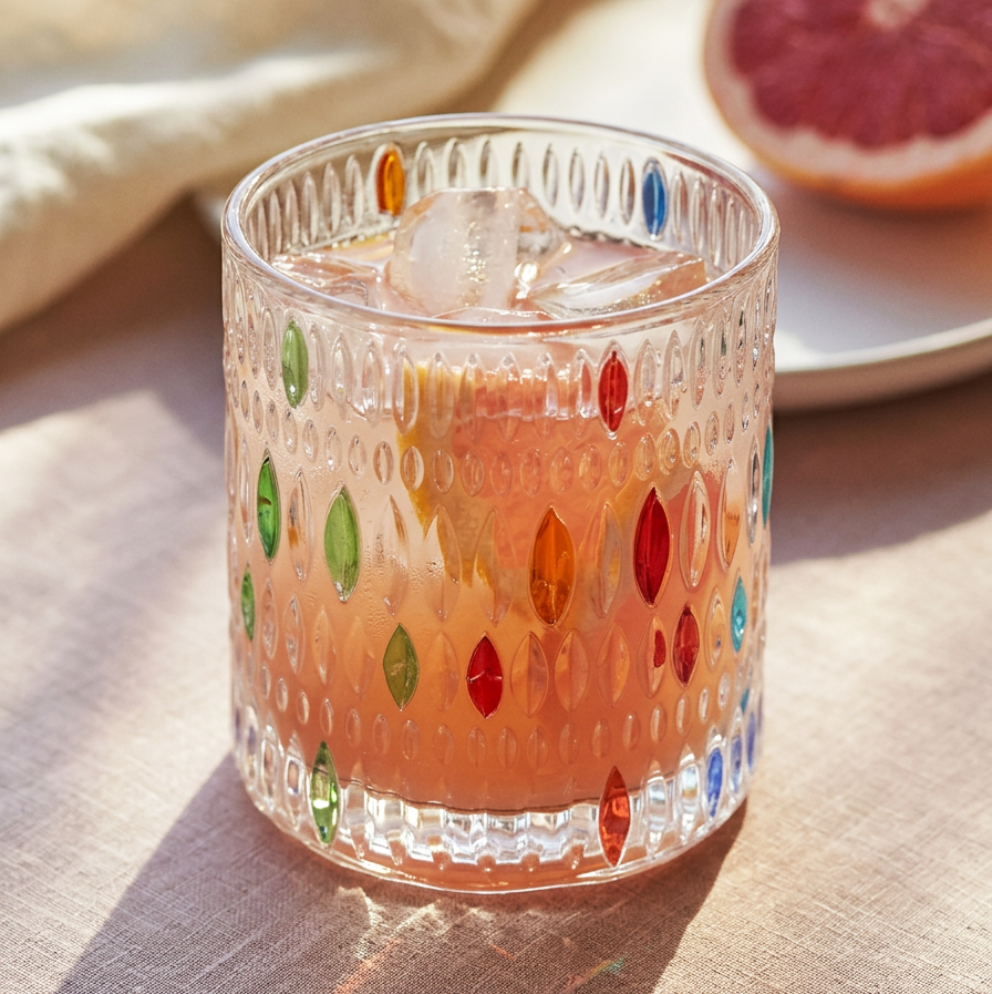 Raindrop Hand-Painted Whiskey Glass 10oz soft raindrop pattern - MoriMori Home