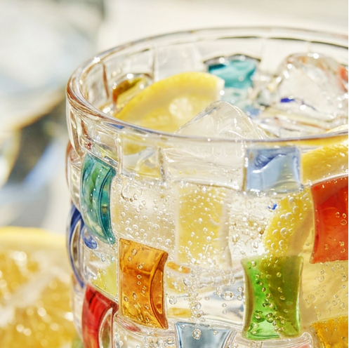 Rattan Hand-Painted Whiskey Glass detail - MoriMori Home